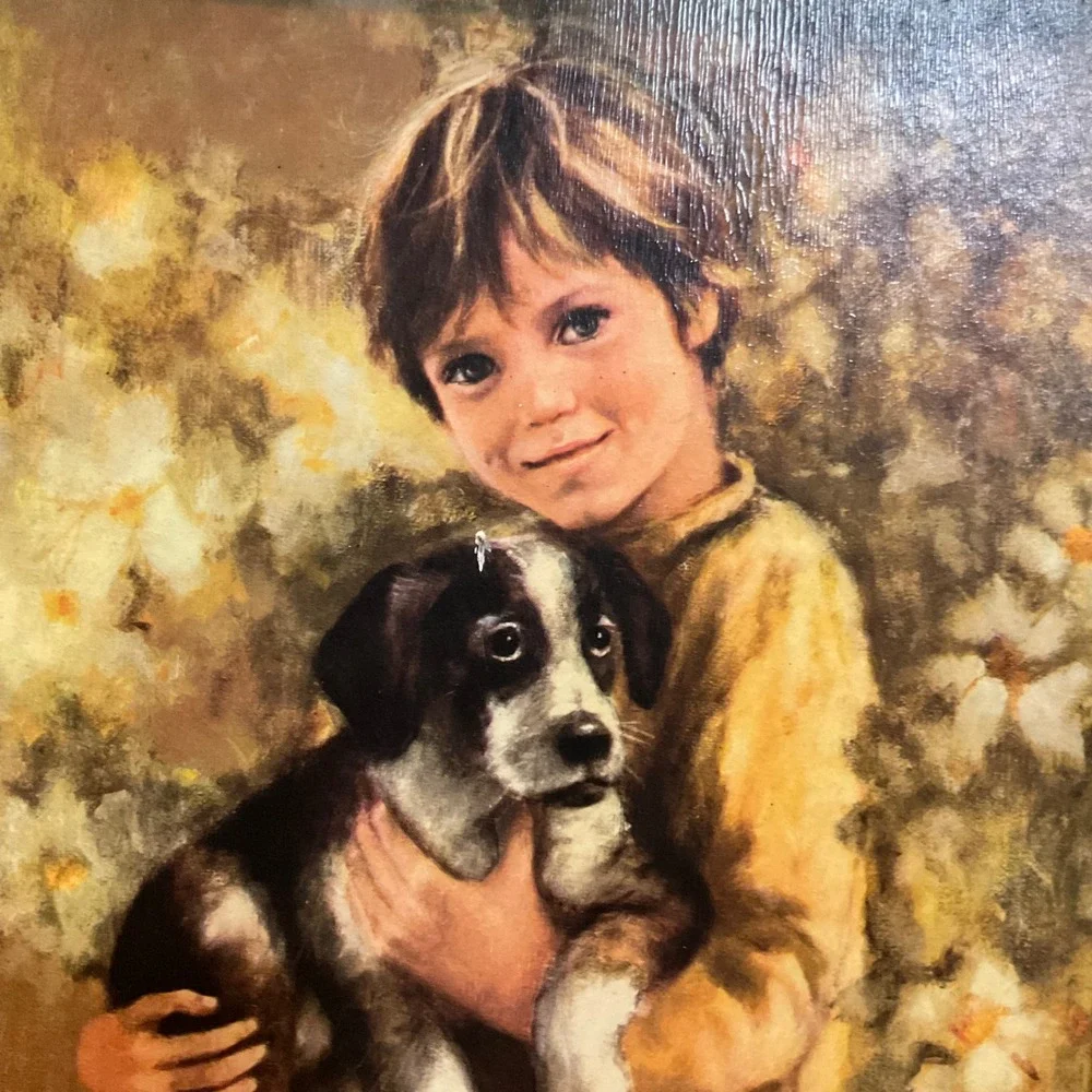 Vintage Boy And Dog Framed Comrades by C. Mitchell Mid Century Artwork Wood Frme - Picture 8 of 12
